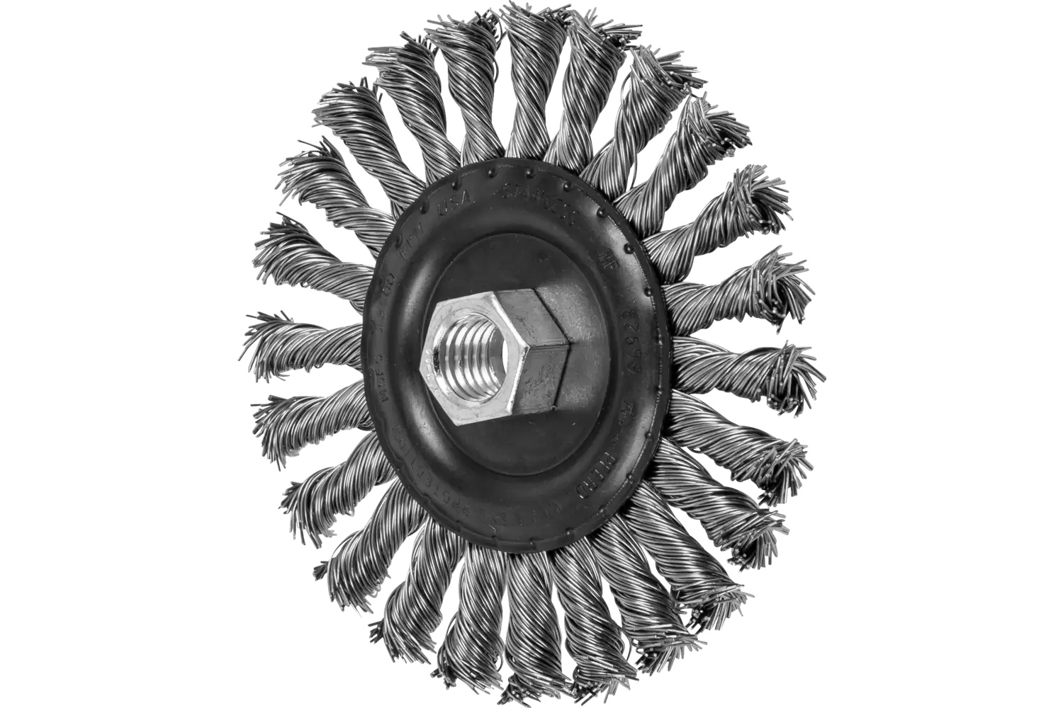 Show details for Pferd Stringer Bead Wheel Brush 4-7/8" Dia .020 Stainless Steel 5/8-11 Thread Picture of Pferd Stringer Bead Wheel Brush 4-7/8" Dia .020 Stainless Steel 5/8-11 Thread